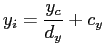 $displaystyle y_i = frac{y_c}{d_y} + c_y$